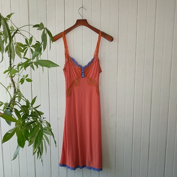 Free People Other - Free People RARE orange lace trim slip dress S